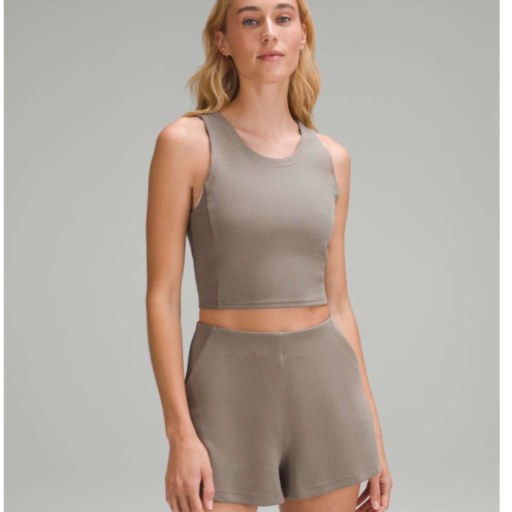 Lululemon Athletica Ribbed Softstreme Cropped Tank Nomad Size 2